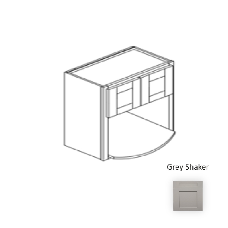 Grs.Wmc2730 Framed Shaker Premium Grey Shaker Natural Clear Coat Wood Kitchen Wall Cabinet - 27" X 30" X 12" - Natural Clear Coat
