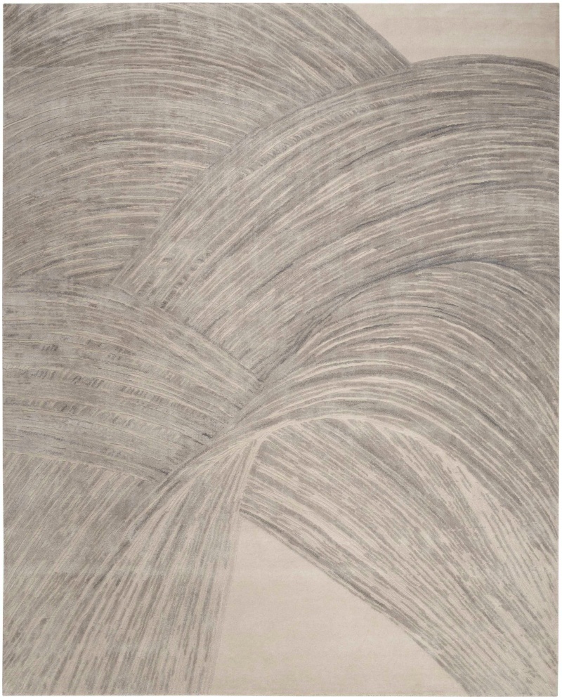 Christopher Guy Wool & Silk Sand Silver Cgs37 Wool Blend Contemporary Area Rug - 10 Ft X 14 Ft - Sand Silver