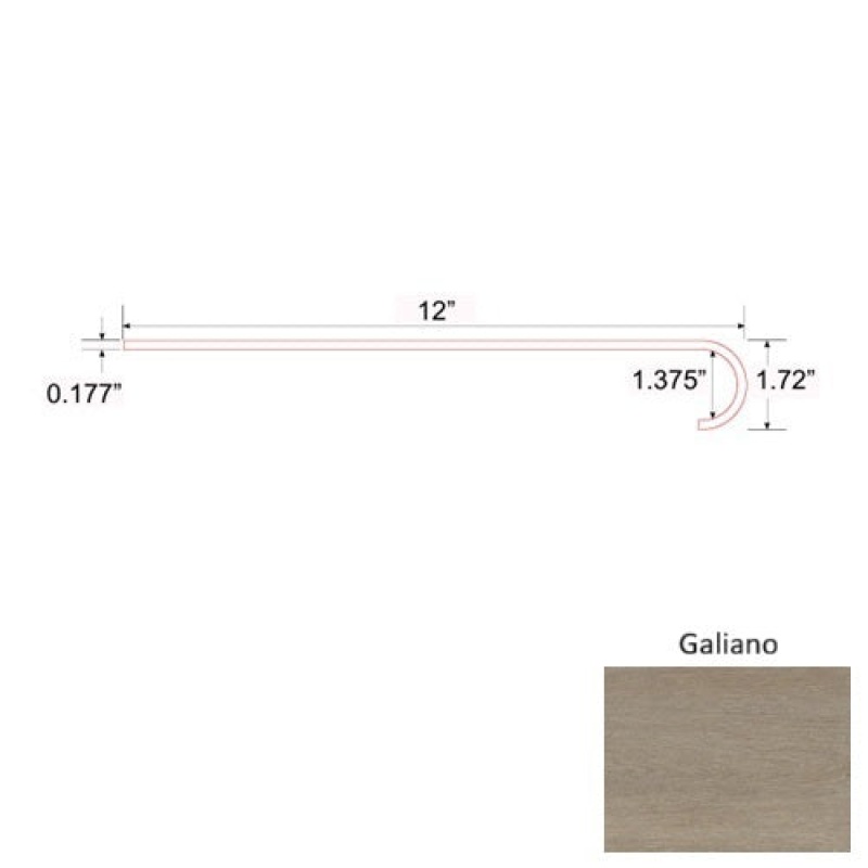 Crystal Galiano Luxury Vinyl Moulding / Trim - 47" Round Stair Tread - Mineral Enhanced Uv Coating