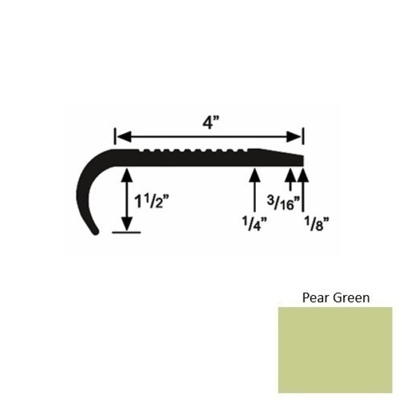 Solid 02 Pear Green Rubber Commercial Stair Nosing