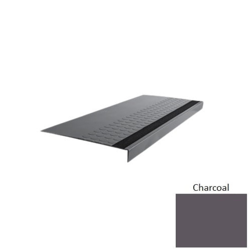 Flextones Charcoal Type 776E Distinct Designs Rubber - 15" X 72" Stair Tread - Rgt Radial Ii Raised Disc Design