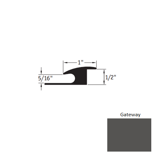 Johnsonite Gateway Vinyl Moulding / Trim - 1" X 12 Ft (144") X 5/16" - 1/2" Adaptor - Adaptor