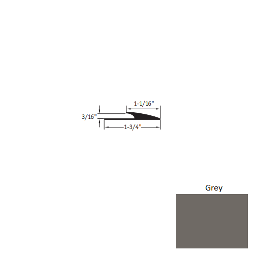 Johnsonite Grey Vinyl Moulding / Trim - 1 1/16" X 12 Ft (144") X 3/16" Edge Guard - Edge Guard