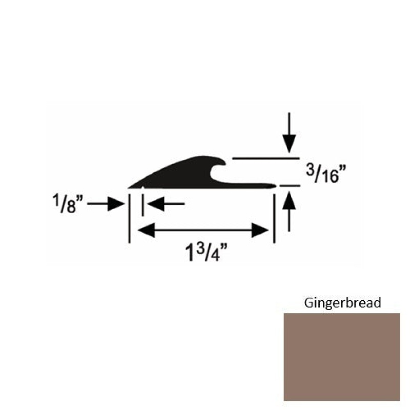 Solid 42 Gingerbread Rubber Custom Carpet Edging - 1 3/4" x 9 Ft (108") x 3/16"