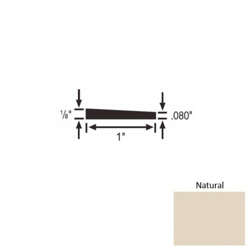 Solid 59 Natural Rubber Reducer Strip - 1" X 9 Ft (108") X 1/8"
