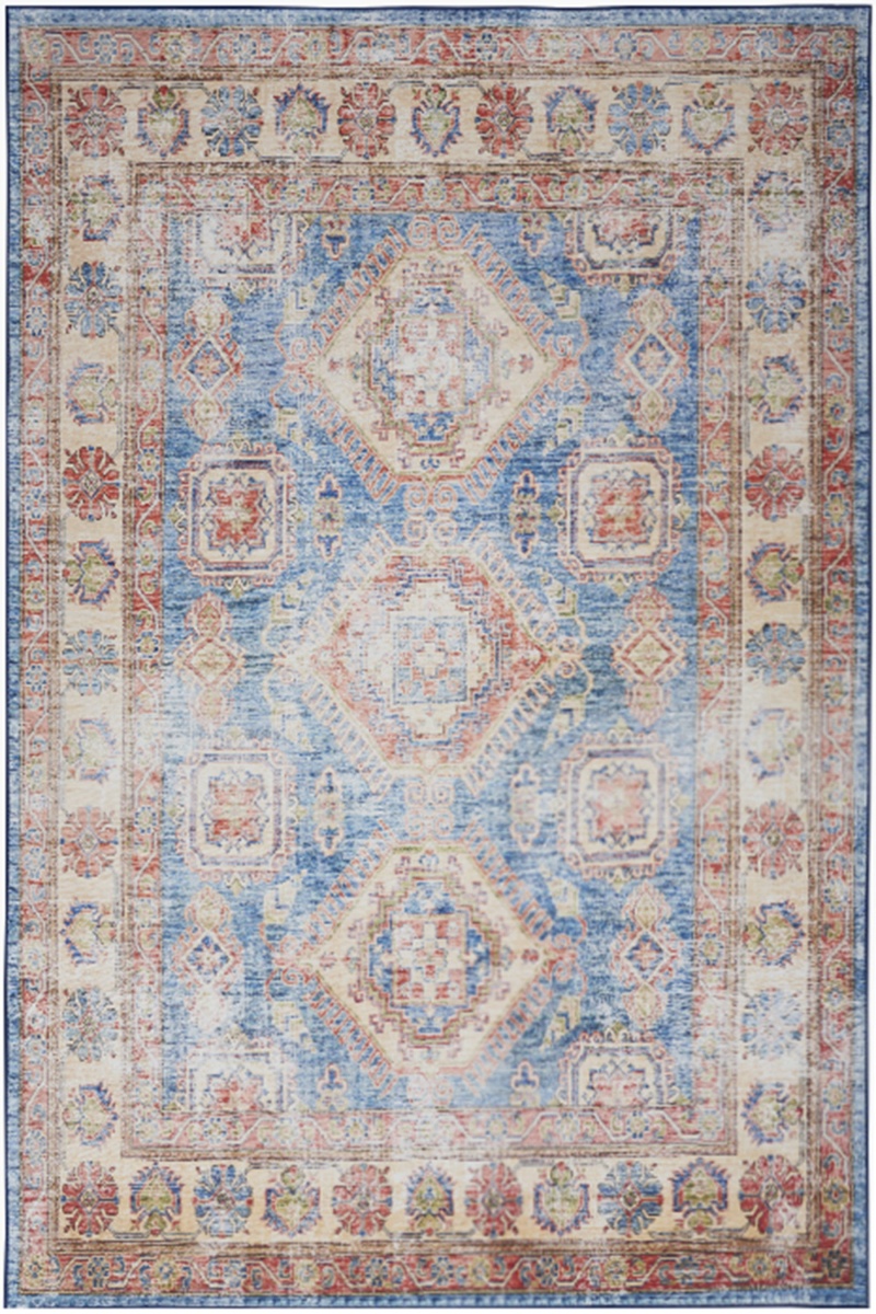 Blue Ivory Vintage Area Rug, 2 ft x 3 ft