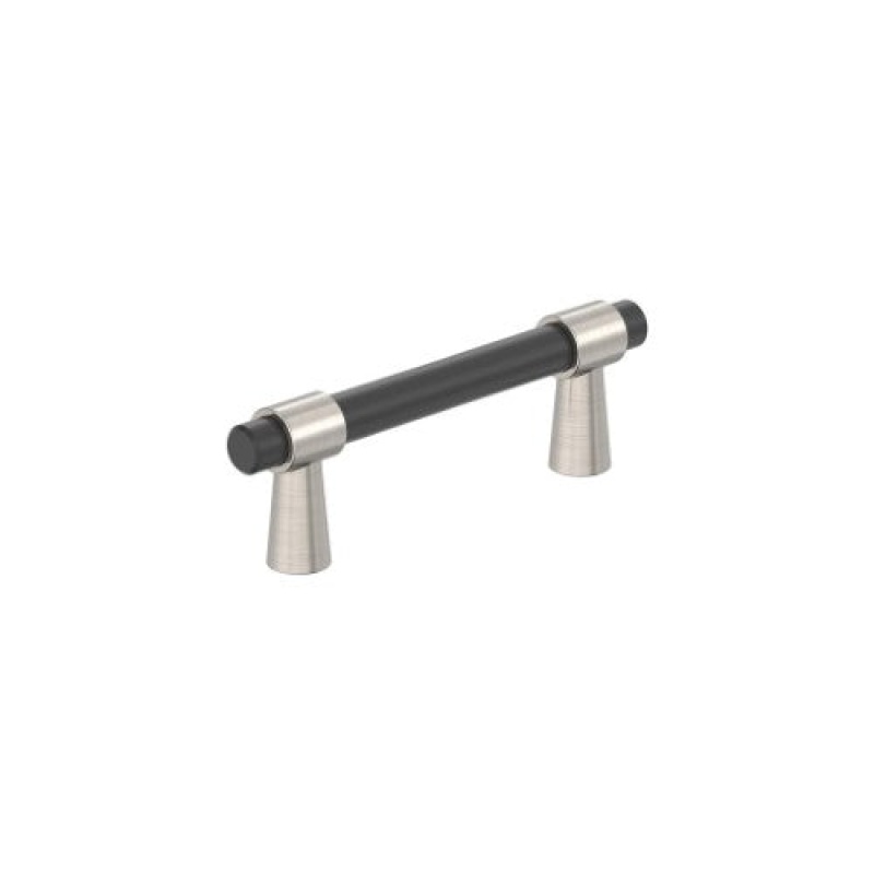 Mergence Zinc Bar Cabinet Pull - Matte Black / Satin Nickel