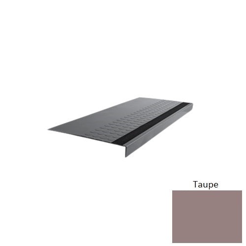 Flextones Taupe Type 776 With Flush Ribbed / Smooth Insert Distinct Designs Rubber - 12" X 72" Stair Tread - Rgt Radial Ii Raised Disc Design
