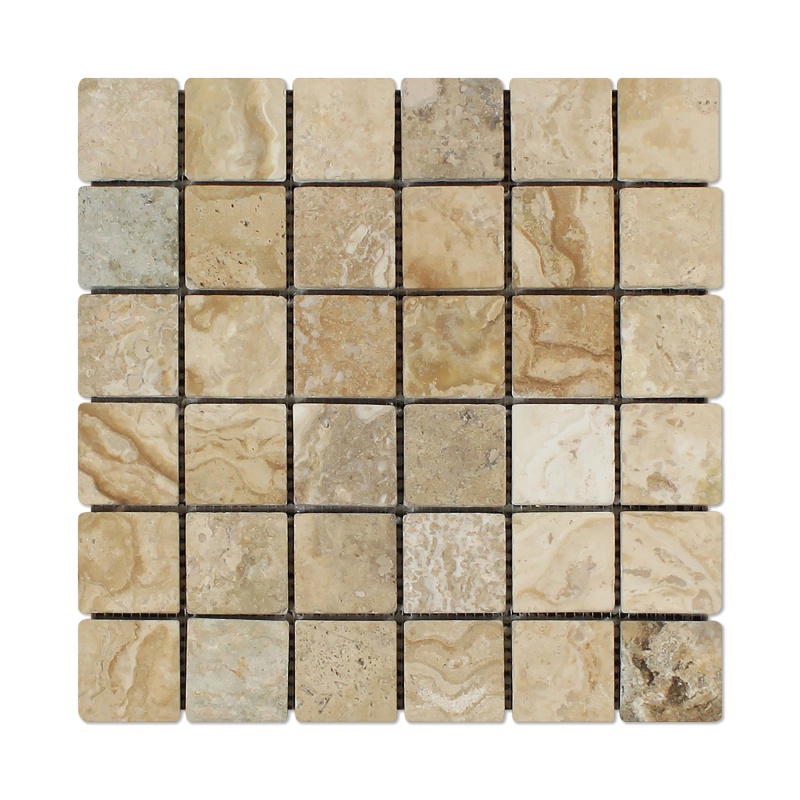 Philadelphia Travertine Mosaic - 2" X 2" - Tumbled, Per Pack: 20 Sheets