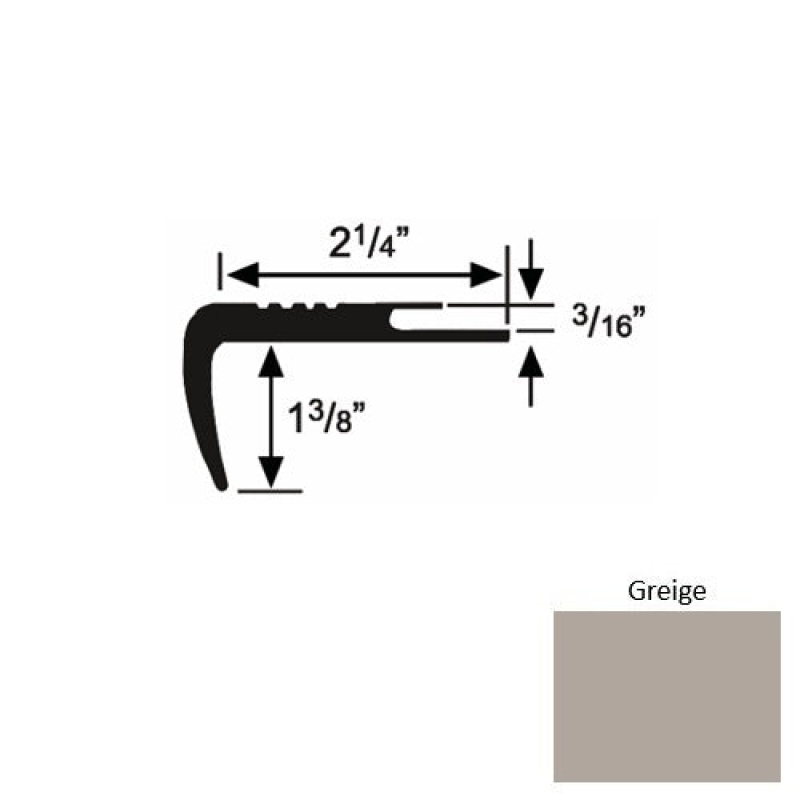 Solid 17 Greige Rubber Undercut Carpet Nosing