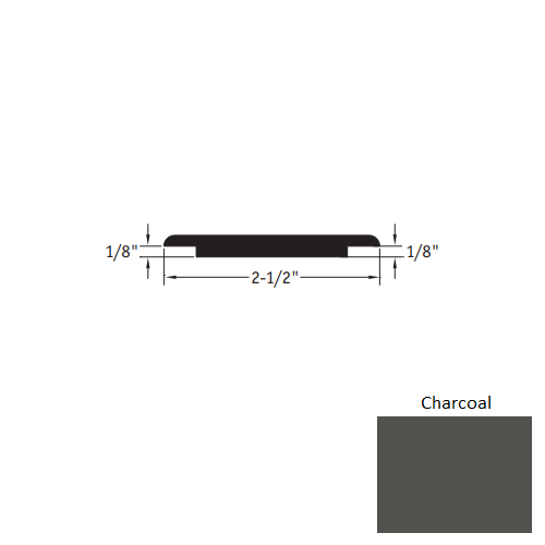 Johnsonite Charcoal Vinyl Moulding / Trim - 2 1/2" X 12 Ft (144") X 1/8" - 1/8" Wheeled Traffic Transition - Wheeled Traffic Transition