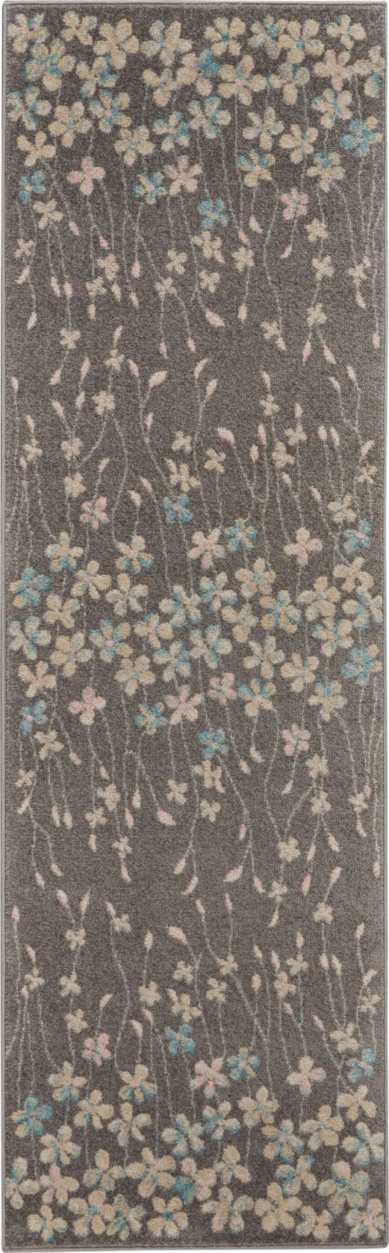 Tranquil Grey / Beige Polypropylene Runner Rug