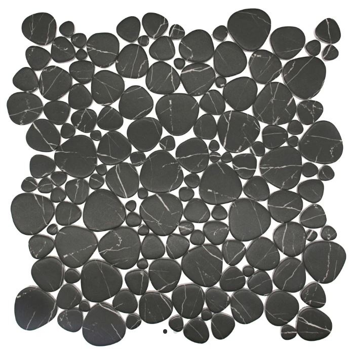 Simple Stone Nero Glass Mosaic - Pebble - Matte