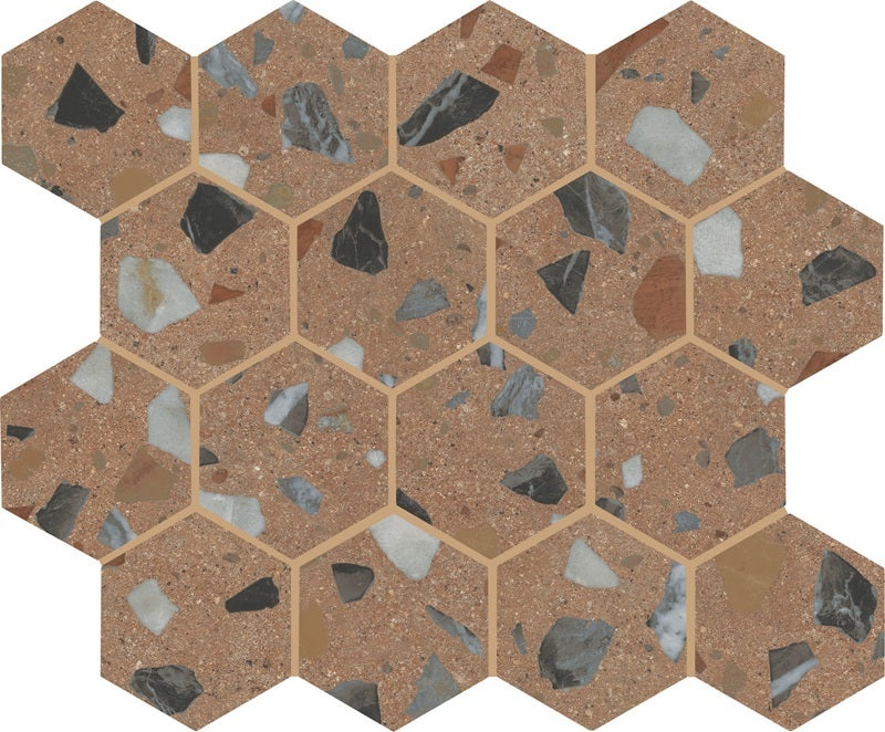 Curation Clay 3" Hexagon Polished Porcelain Mosaic