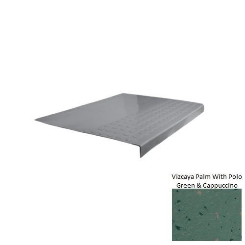 Spextones Vizcaya Palm With Polo Green & Cappuccino Type 701 Distinct Designs Rubber - 12" X 72" Stair Tread - Rgt Radial Ii Raised Disc Design