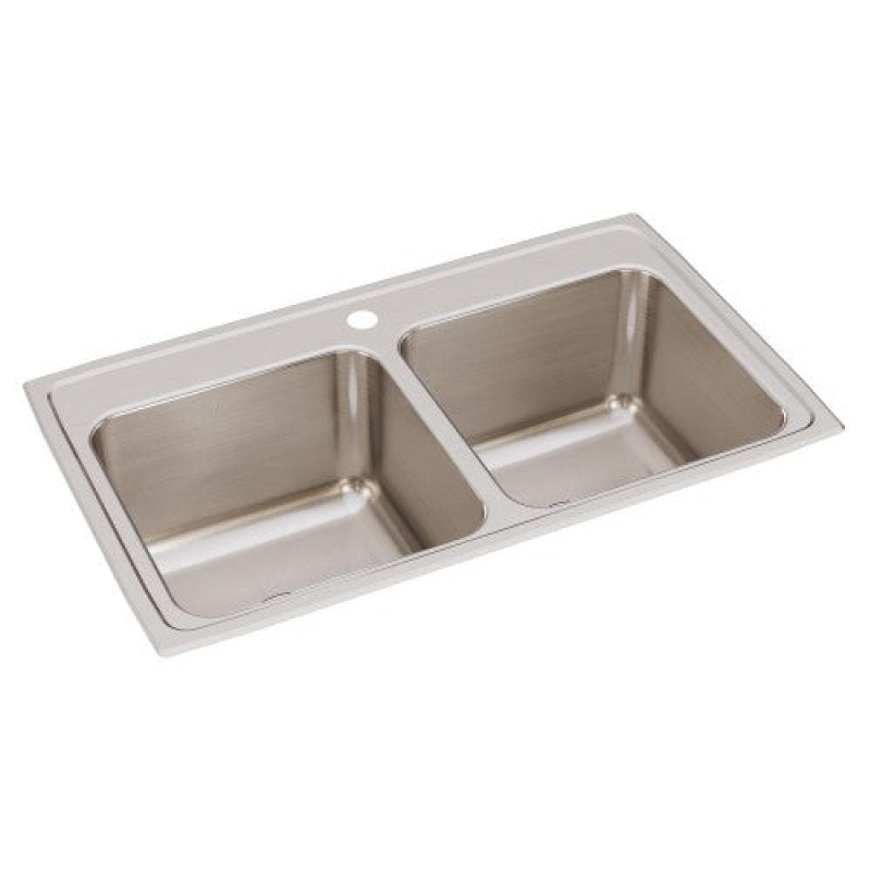 Dlr3319101 Lustertone Classic Stainless Steel Drop In Double Bowl Kitchen Sink - 33" X 19 1/2" X 10 1/8" With 1 Hole - Stainless Steel
