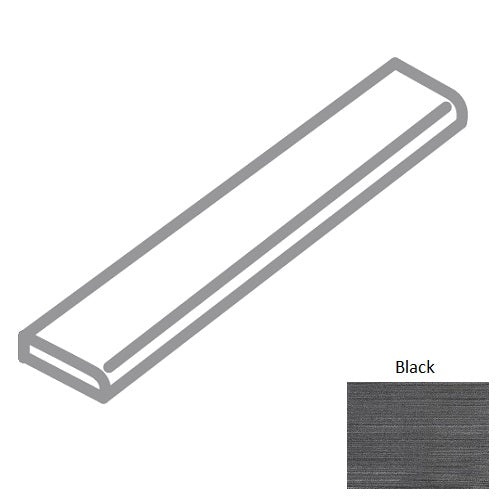 Strands Black Porcelain Floor & Wall Trim - 3" X 24" Surface Bullnose - Matte