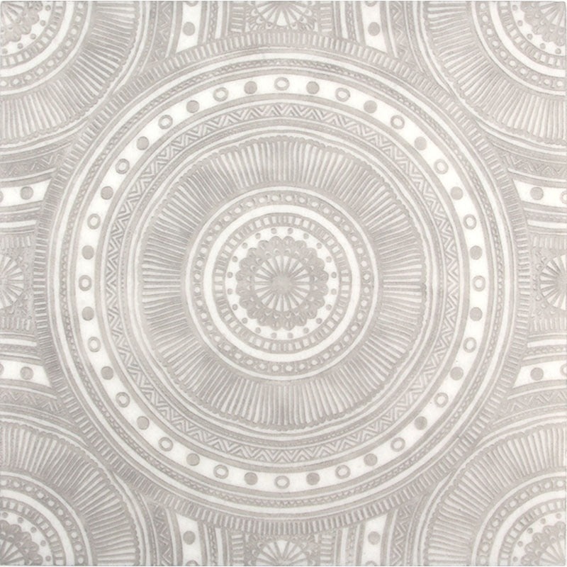 Skalini Line Artistic Stone Ashen White Marble Mosaic - Azteca Antico - Textured