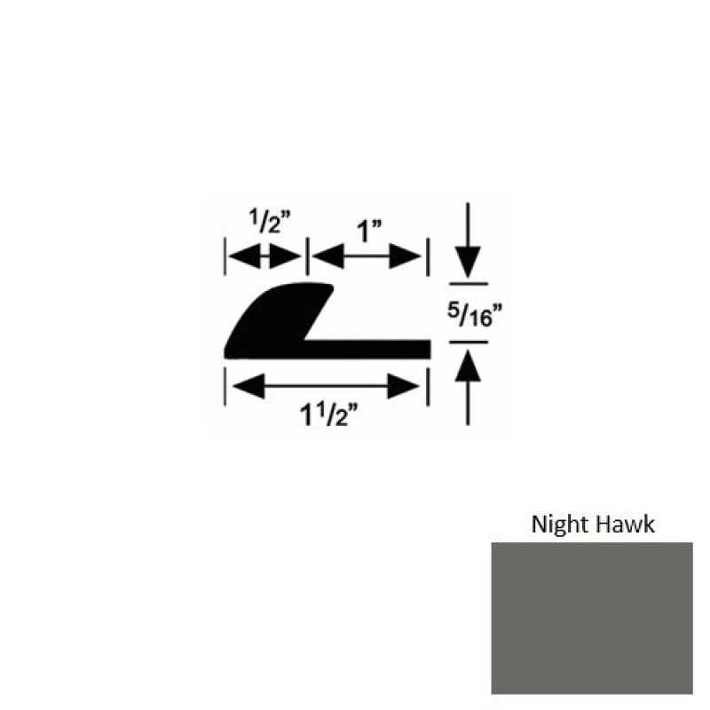 Solid 36 Night Hawk Rubber Underlap Carpet Edge