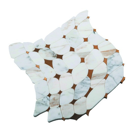 Skalini Line Waterjet Calacatta Gold / Brass Metal & Stone Mosaic - Euphoria - Polished