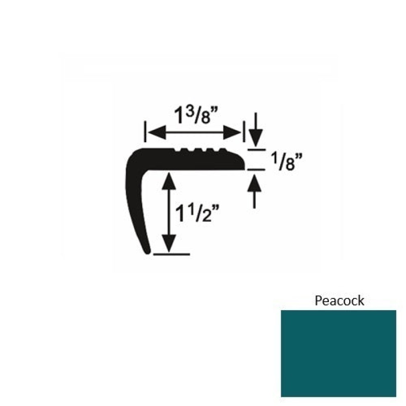 Solid 05 Peacock Rubber Domestic Stair Nosing (Sq) - 1 3/8" X 9 Ft (108")