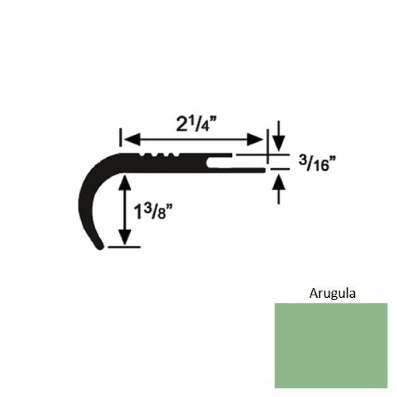 Solid 18 Arugula Rubber Undercut Carpet Nosing (Rd) - 2 1/4" X 9 Ft (108")