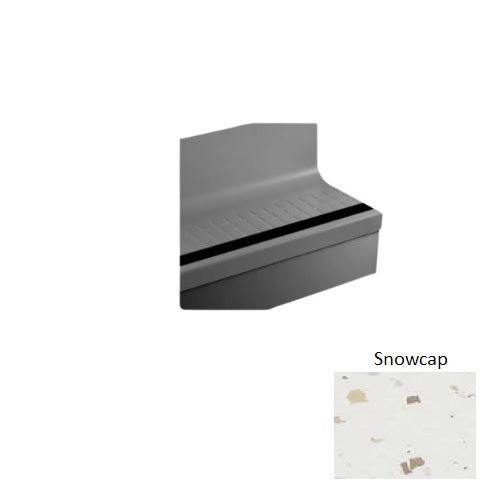 Johnsonite Snowcap Textured 19" x 60" Angle-Fit Speckled Stair Tread with Riser and 40 Black Insert