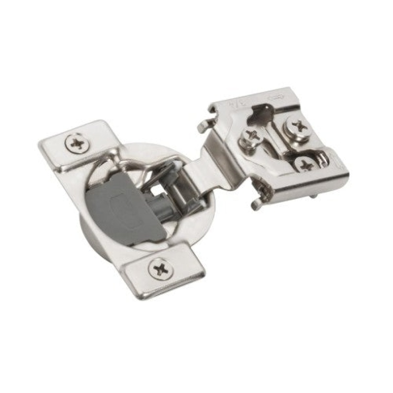 Compact Concealed Nickel Steel Face Frame Soft Close Standard Cabinet Hinge - 3/4" (19 Mm) Overlay - Nickel