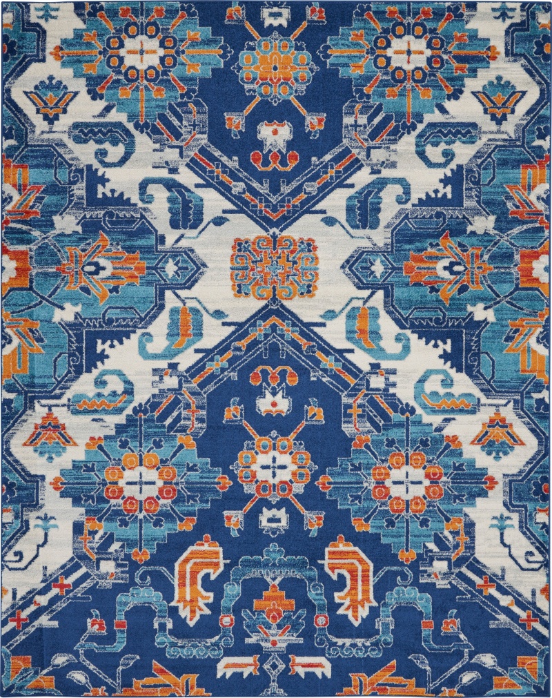 Passion Psn31 Blue / Multicolor Polypropylene Bohemian Area Rug