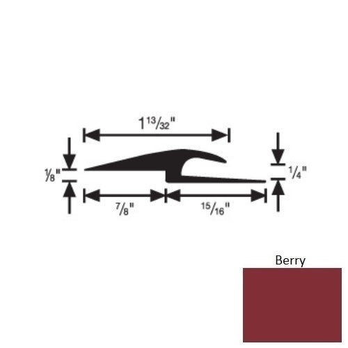 Flextones Berry Vinyl 167 Tile And Carpet Joiner - 1/4" X 12 Ft - Thermoplastic