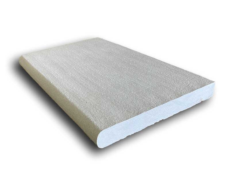 Pearl Grey Sandstone Bullnose Coping, Flamed, 14" X 24"