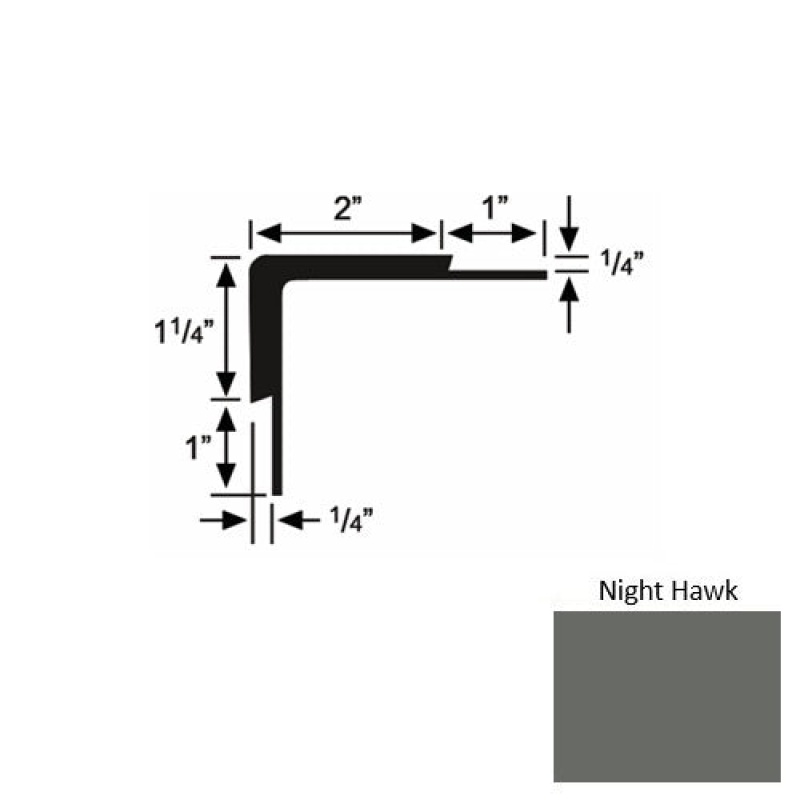 Solid 16 Night Hawk Rubber Double Flange Carpet Stair Nosing (Sq) - 2" X 9 Ft (108")