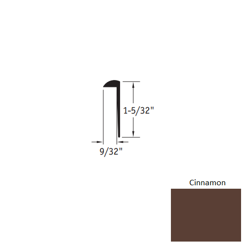 Johnsonite Cinnamon Vinyl Moulding / Trim - 9/32" X 12 Ft (144") Square Cap Cove Cap - Square Cap Cove Cap
