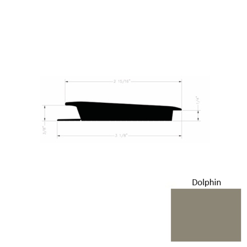 Solid 75 Dolphin Rubber Rolling Traffic Transition - 3 1/8" X 9 Ft (108") X 3/8" - 1/4"