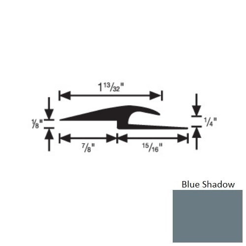 Flextones Blue Shadow Vinyl 167 Tile And Carpet Joiner - 1/4" X 12 Ft - Thermoplastic