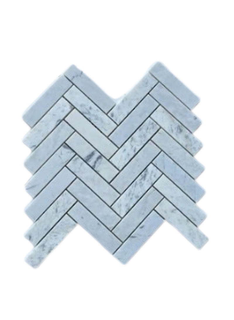 Valentino White Marble Mosaic - 1" X 4" Herringbone - Honed