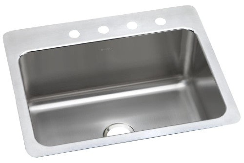 Dlsr2722102 Lustertone Classic Stainless Steel Drop In Undermount Single Bowl Kitchen Sink - 27" X 22" X 10" With 2 Holes - Stainless Steel