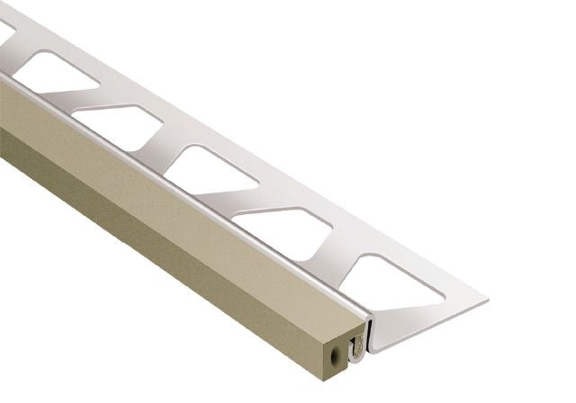 Dilex Ksa Rubber And Movement Joint Metal Tile Edging Trim - Stainless Steel With Grey Insert