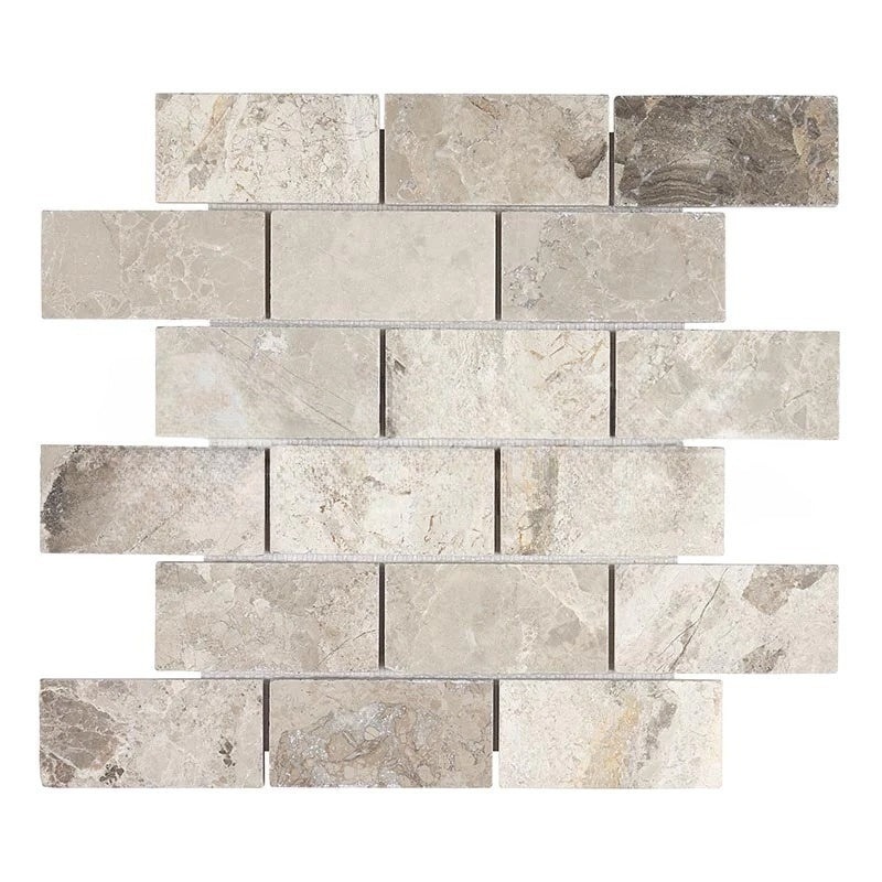 Atlantic Gray Marble Mosaic - 2" x 4" Brick