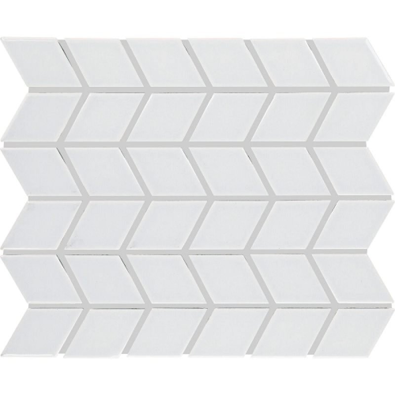Color Wheel Retro Arctic White Ceramic Mosaic - 2" X 3" Chevron