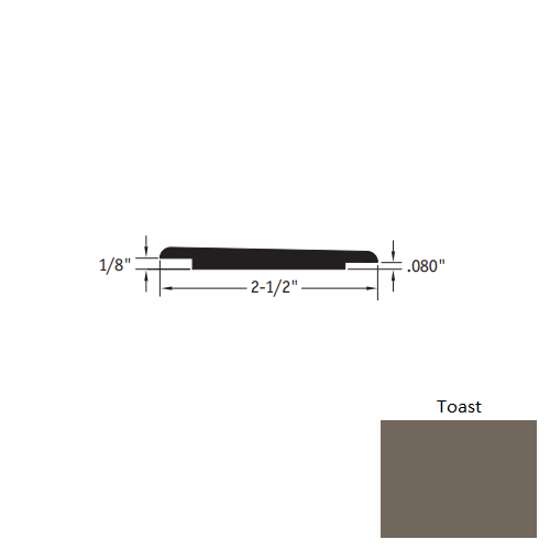 Johnsonite Toast Vinyl Moulding / Trim - 2 1/2" X 12 Ft (144") X 1/8" - .080" Wheeled Traffic Transition - Wheeled Traffic Transition