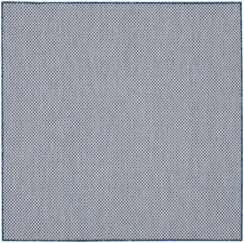 Courtyard Ivory Blue 6 Ft Square Area Rug