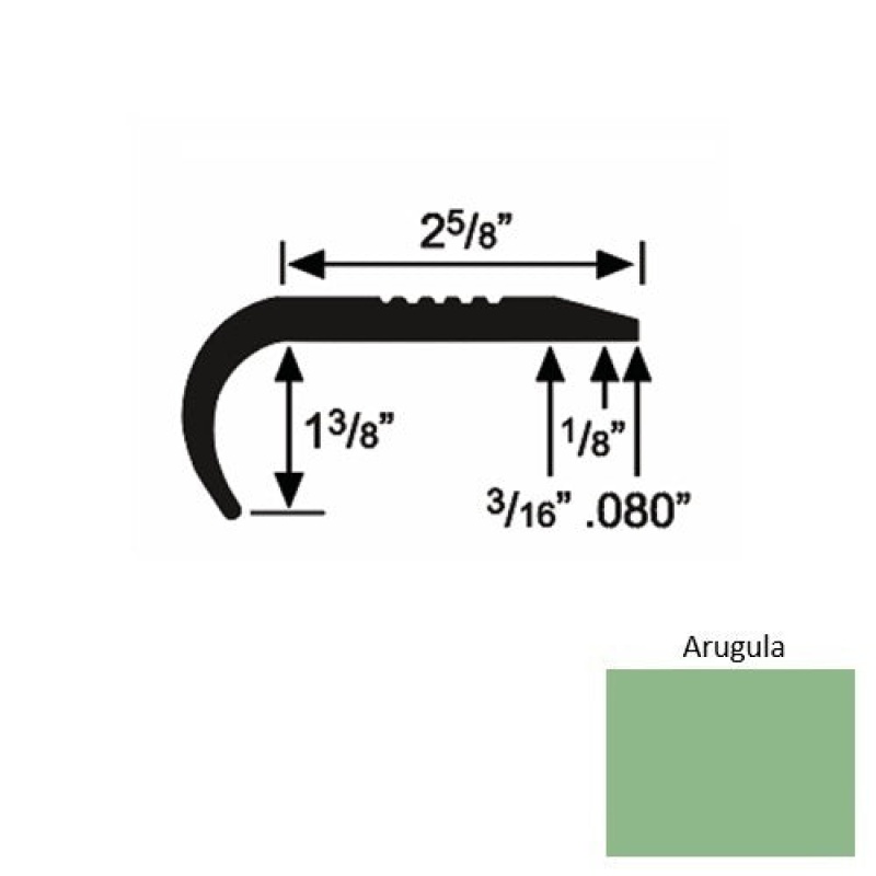 Solid 04 Arugula Rubber Residential Stair Nosing (Rd) - 2 5/8" X 9 Ft (108")