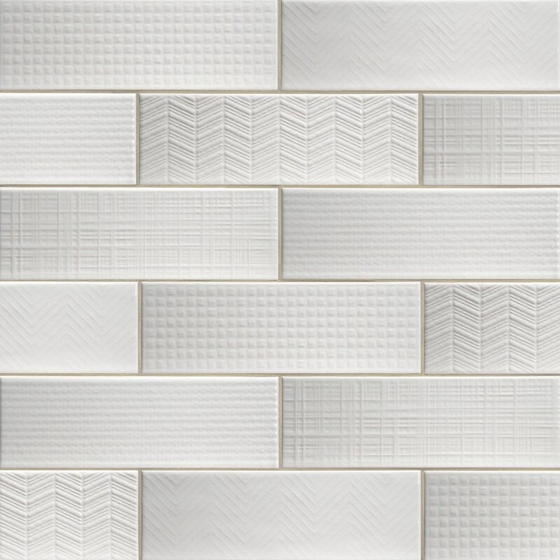 Urbano Pure 3D Mix Ceramic Tile - Glossy - 4" X 12"