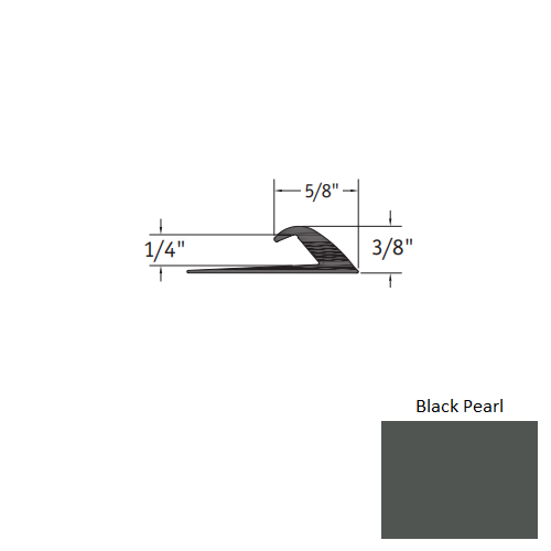 Johnsonite Black Pearl Vinyl Moulding / Trim - 5/8" X 12 Ft (144") X 1/4" Slim Line Transition - Slim Line Transition
