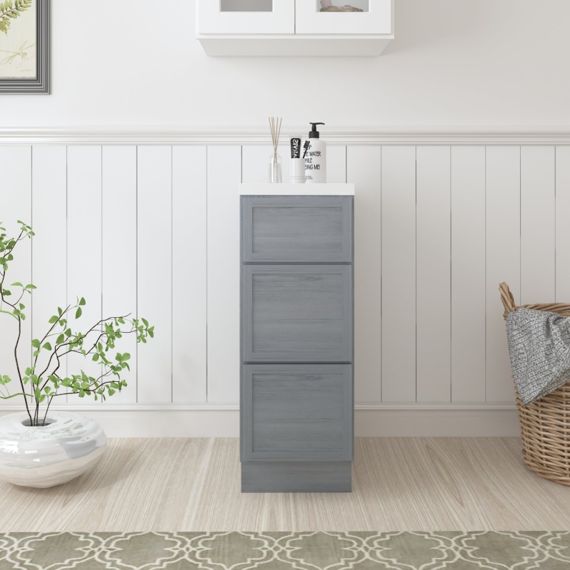 Cvj Silver Solid Wood 3-Drawer Bathroom Cabinet