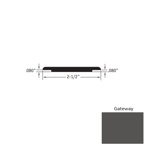 Johnsonite Gateway Vinyl Moulding / Trim - 2 1/2" X 12 Ft (144") X .080" - .080" Wheeled Traffic Transition - Wheeled Traffic Transition