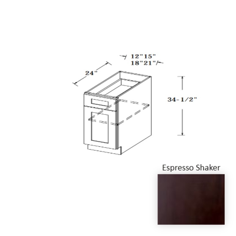 Espresso Shaker Wood Kitchen Base Cabinet