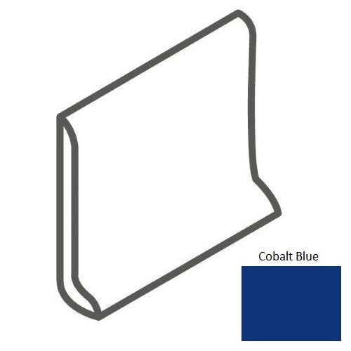 Color Wheel Classic Cobalt Blue Ceramic Wall Trim - 6" X 6" Sanitary Cove Base Slim Foot - Semi Gloss
