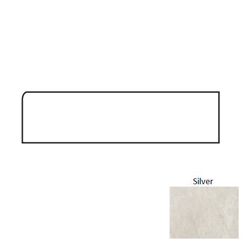 Hydra Silver Ceramic Floor Trim 3" x 24" Bullnose Matte